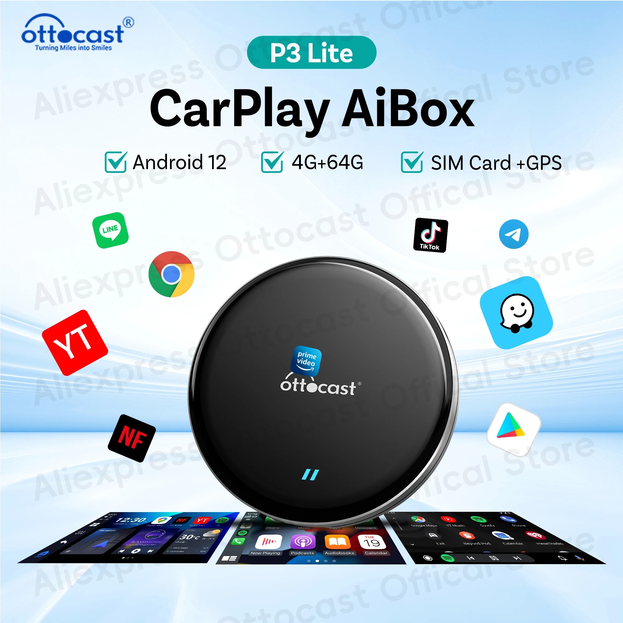 Car Accessories Youtube - OTTOCAST جديد P3 Lite OttoAiBox لاسلكي