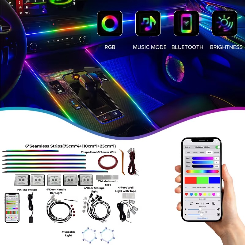 Led Interior Ambient Light - طقم إضاءة محيطية للسيارة 18 في